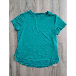 Athleta Teal Fitted Short Sleeve Tee with Mesh Hem, Medium (C9)